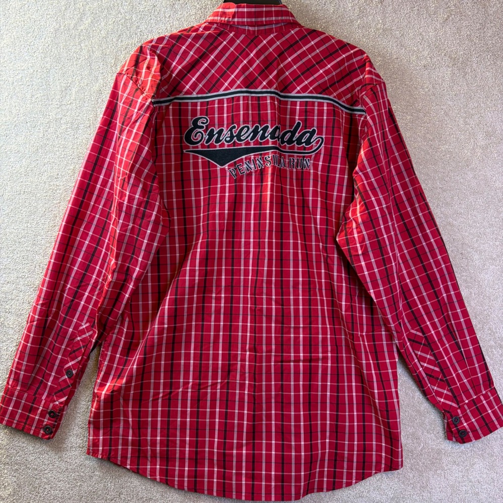 Polaris RZR Button Shirt Men Large Red Plaid Ensenada Peninsula Run Long‎ Slv - Picture 3 of 9